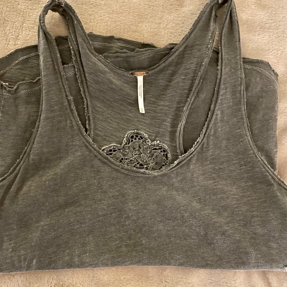 Free People dark gray, racer-back tank. Medium.